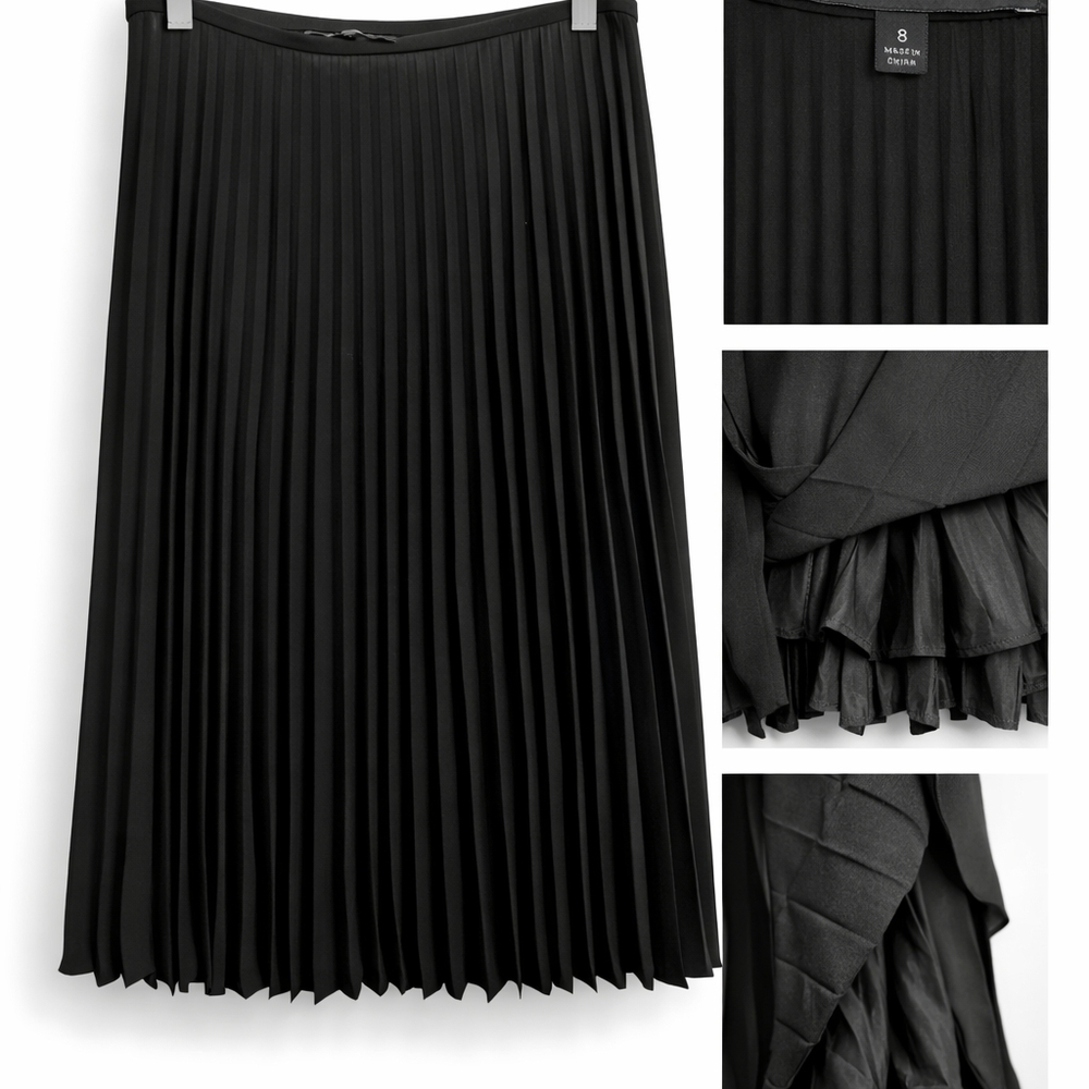 Anne Klein Black A-Line Pleated Skirt